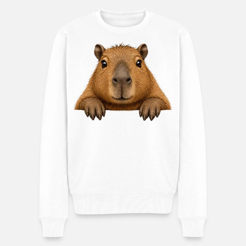 Kuscheltier Capybara Cartoon - Männer Premium Bio Pullover - Weiß