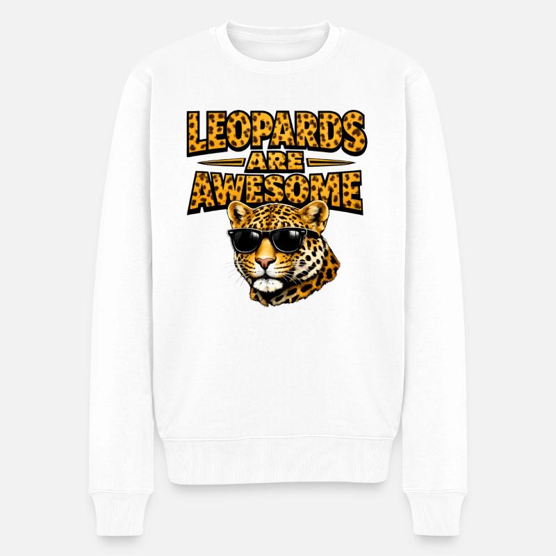 Leopards Are Awesome – Leopard mit Sonnenbrille - Männer Premium Bio Pullover - Weiß