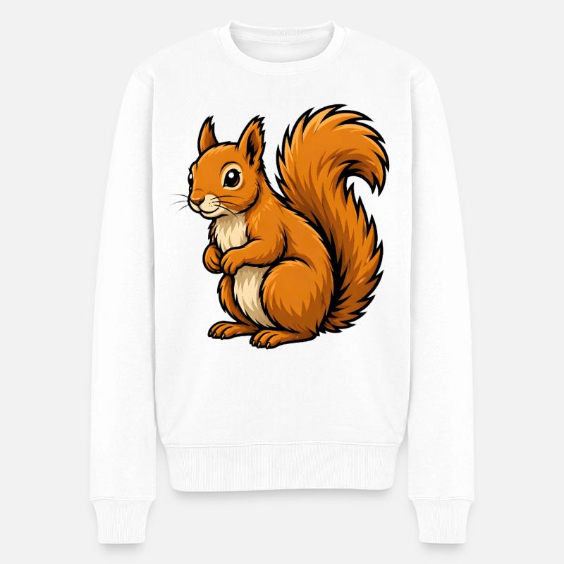 Rotes Eichhörnchen - Männer Premium Bio Pullover - Weiß