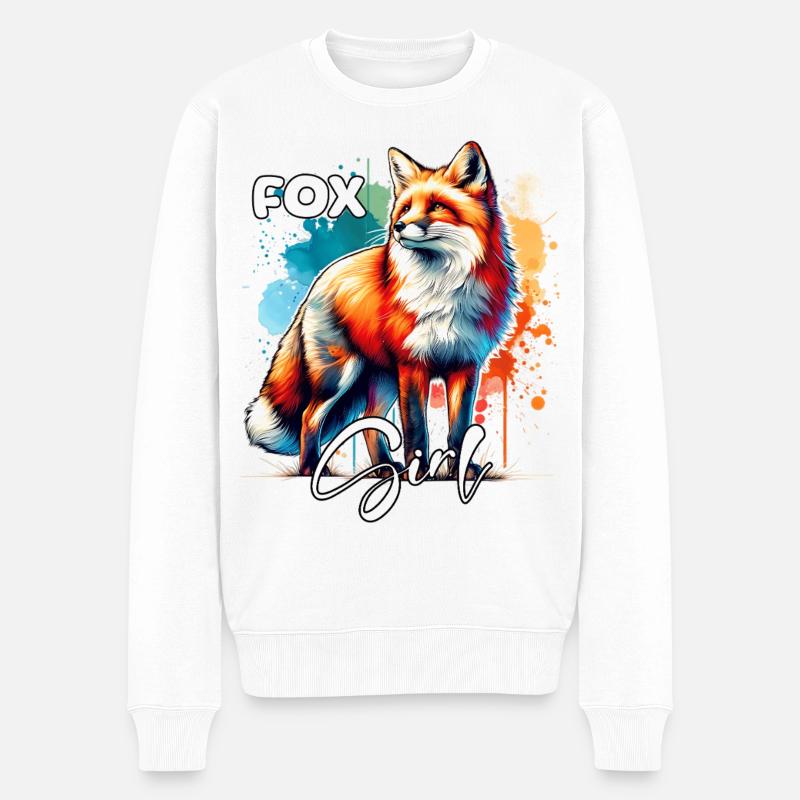 Fox Mädchen Rotfuchs Fuchs - Männer Premium Bio Pullover - Weiß
