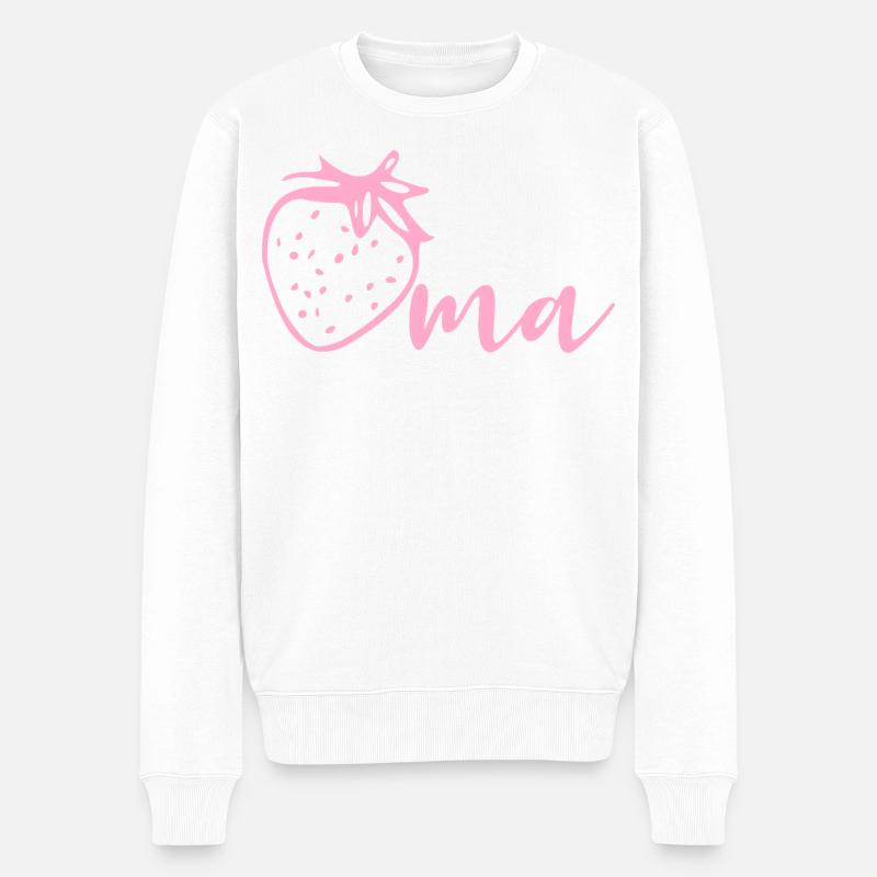 Erdbeeren Oma - Männer Premium Bio Pullover - Weiß