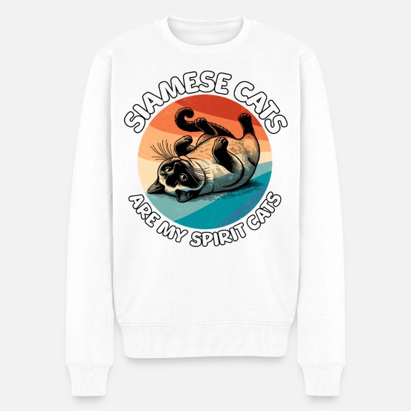 Lustige Siamkatze Sprüche - Männer Premium Bio Pullover - Weiß