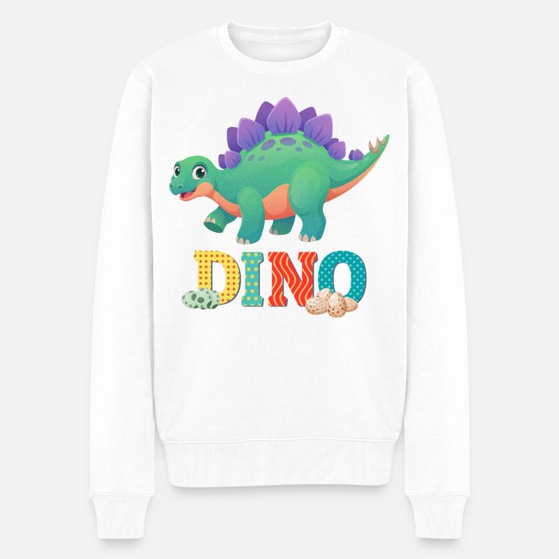 Dino - Männer Premium Bio Pullover - Weiß