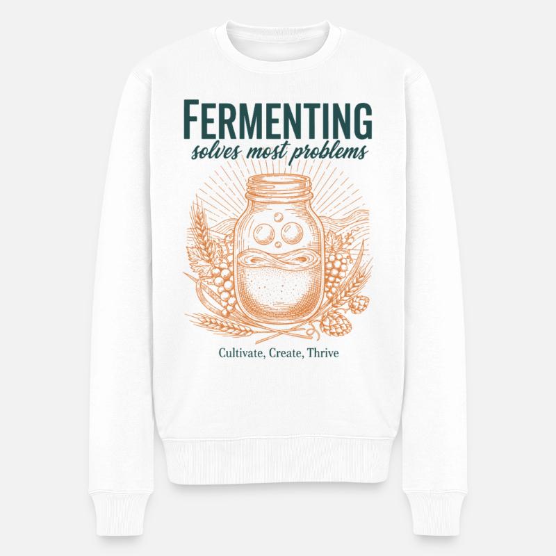 Fermenting Solves Most Problems Sourdough Era - Men's Premium Organic Jumper - white