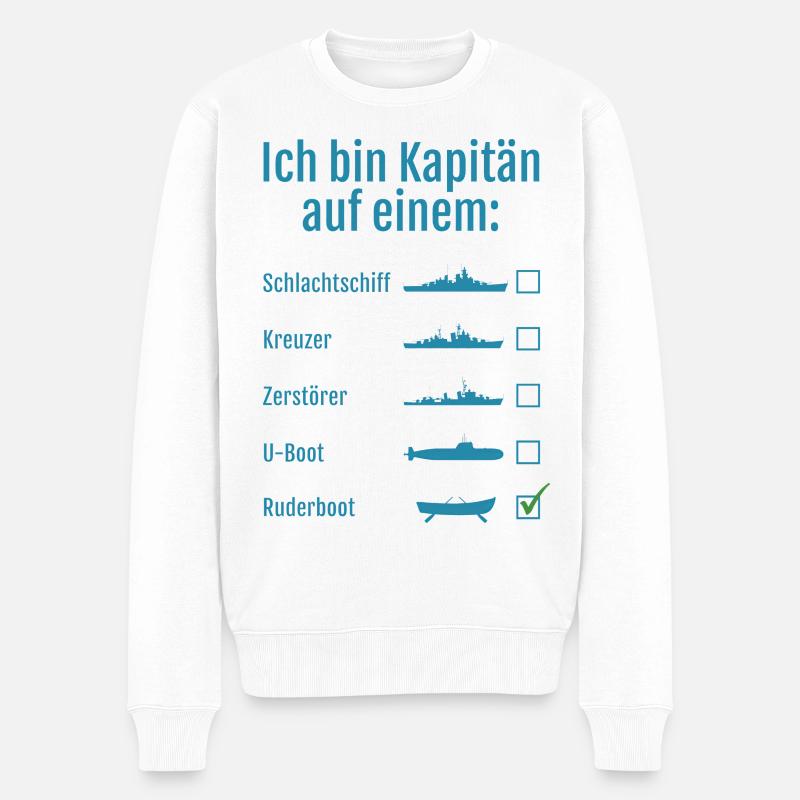 Capitaine sur un bateau à rames - Pull Premium bio Homme - blanc