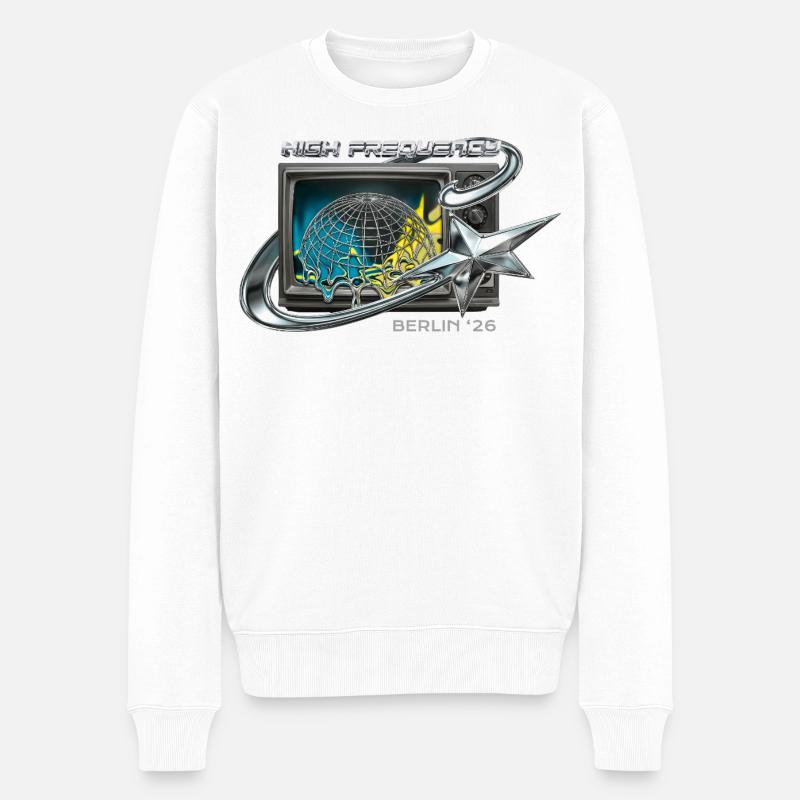 High Frequency Berlin 26 Retro Tech - Männer Premium Bio Pullover - Weiß