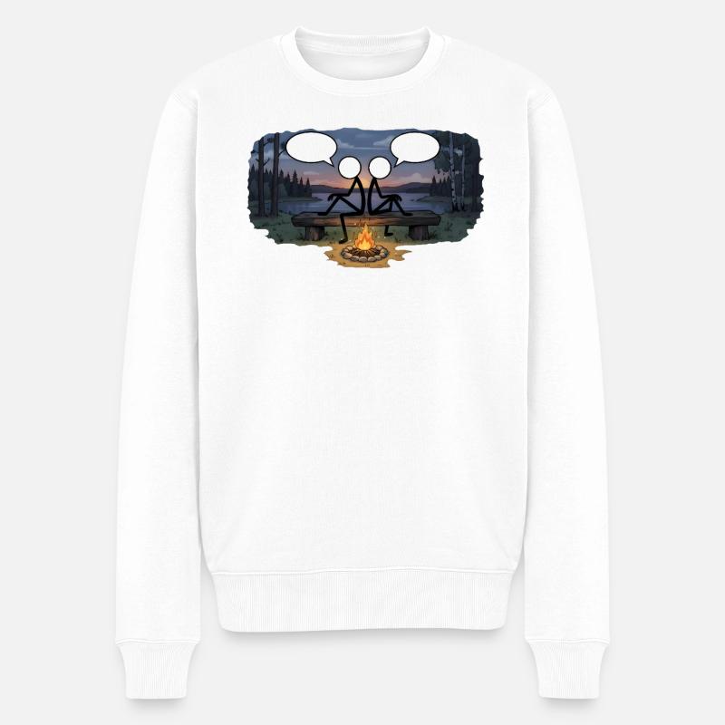 Savo Guys Duo 17 Freundesabend am Lagerfeuer - Männer Premium Bio Pullover - Weiß