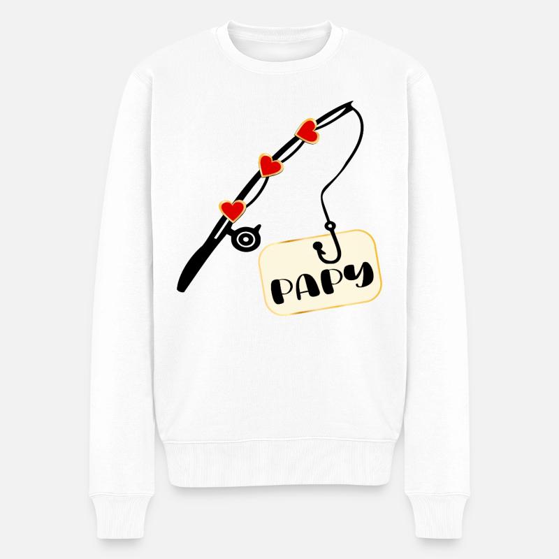 Opa Fischer Opa - Männer Premium Bio Pullover - Weiß