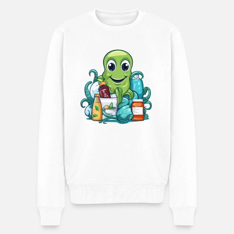 Oktopus Einkaufsglück - Männer Premium Bio Pullover - Weiß
