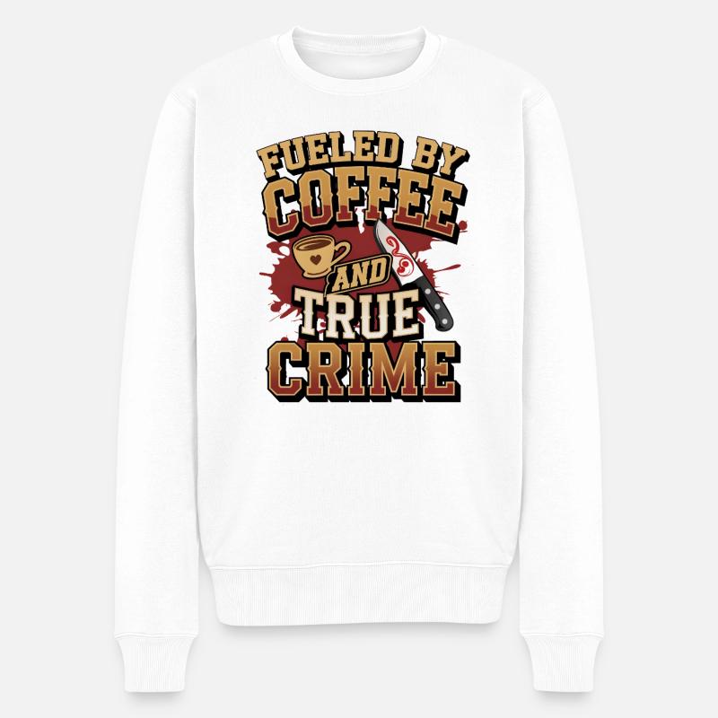 Kaffee True Crime Motiv Podcast Geschenk - Männer Premium Bio Pullover - Weiß