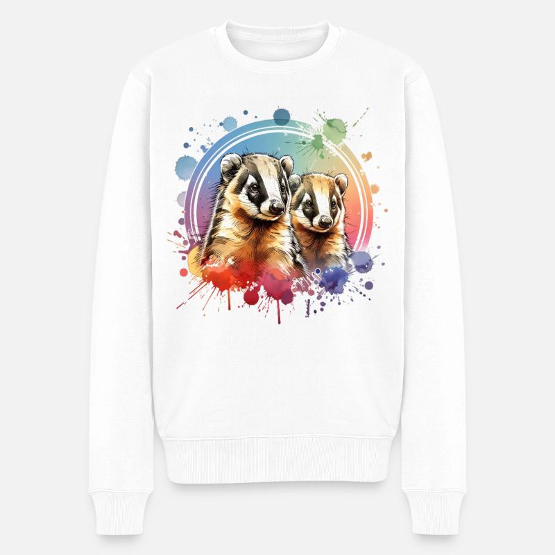 Nasenbär Coati - Männer Premium Bio Pullover - Weiß