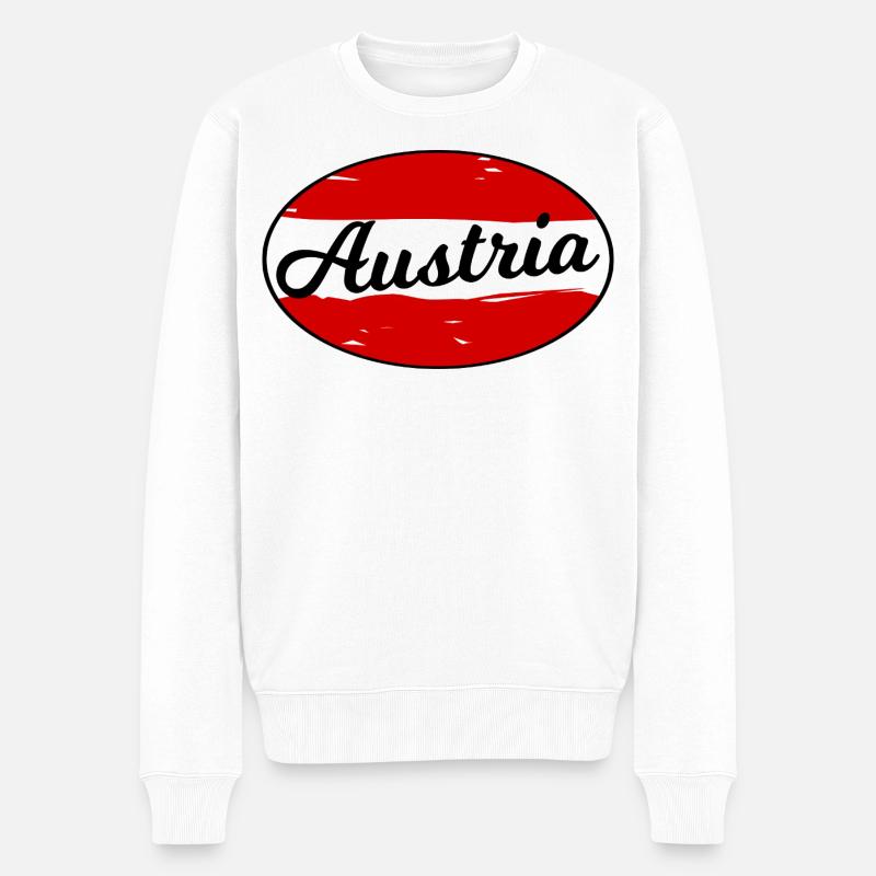 Austria Script Logo on Red - Men's Premium Organic Jumper - white