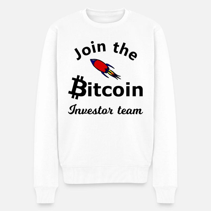 Le bitcoin s’envole vers la lune - Pull Premium bio Homme - blanc