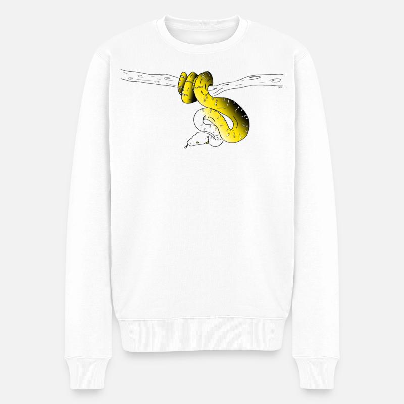 Gelbe Schlange - Männer Premium Bio Pullover - Weiß