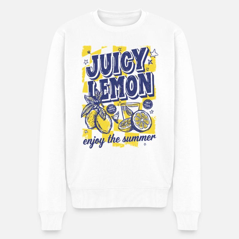 Motif d’agrumes citron juteux d’été - Pull Premium bio Homme - blanc