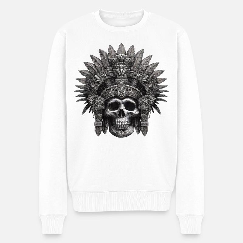 Maya Krieger Azteken Design - Männer Premium Bio Pullover - Weiß