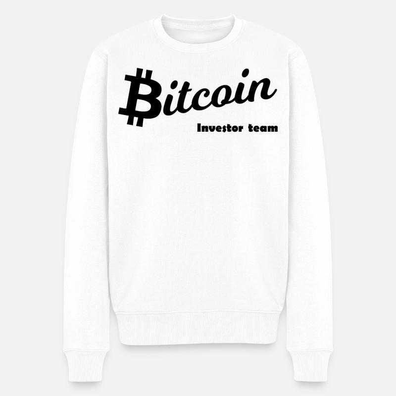 Silhouette noire du symbole Bitcoin - Pull Premium bio Homme - blanc