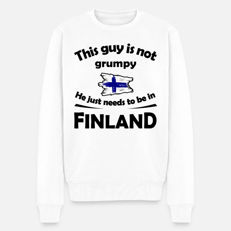 Pinselstrich Finnlandflagge - Männer Premium Bio Pullover - Weiß