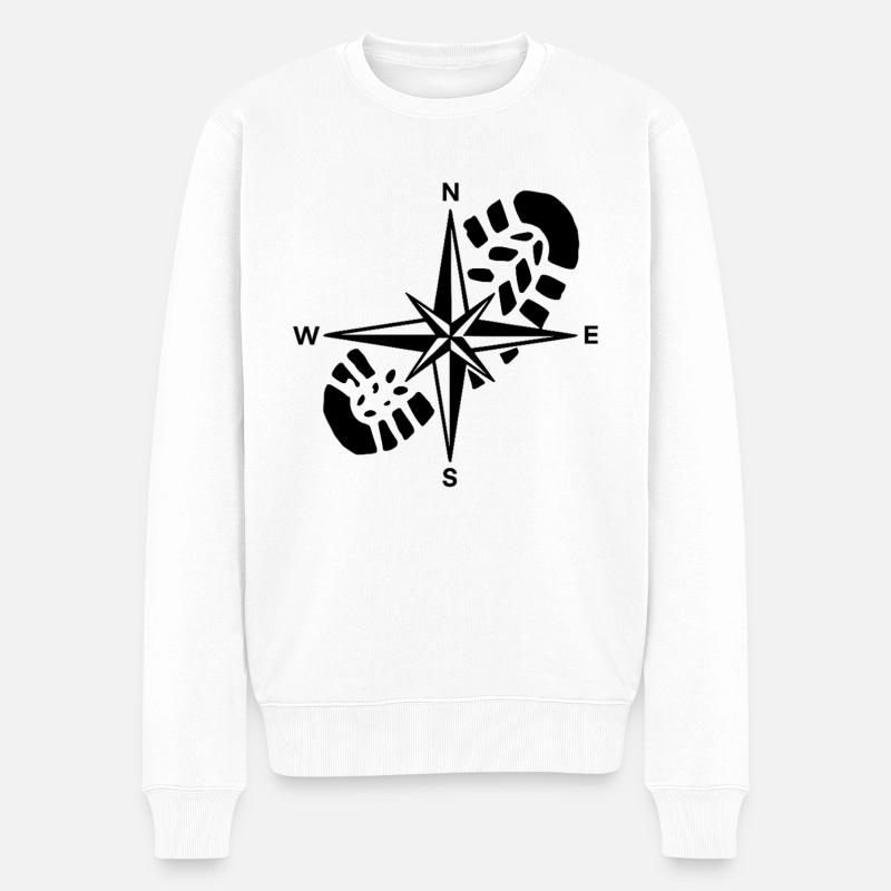 Hiker Compass Wandergeschenk - Männer Premium Bio Pullover - Weiß