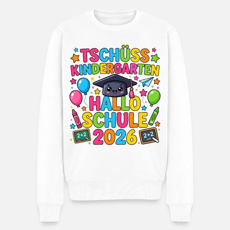 Tschüss Kindergarten Hallo Schule 2026 Einschulung - Männer Premium Bio Pullover - Weiß