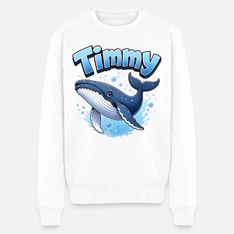 Timmy - der Ostsee-Wal: Süßer Buckelwal - Männer Premium Bio Pullover - Weiß