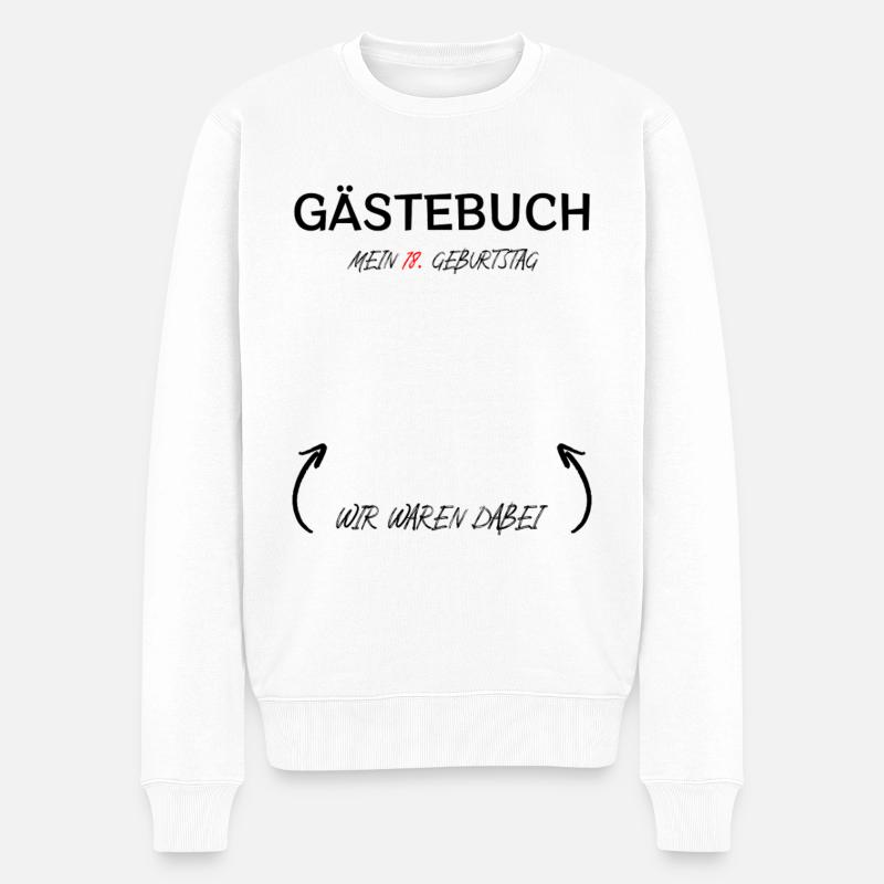 18. Geburtstag Gästebuch - Männer Premium Bio Pullover - Weiß