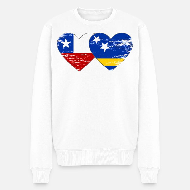 Chile_Curacao_Flagge_Herz_used - Pull Premium bio Homme - blanc