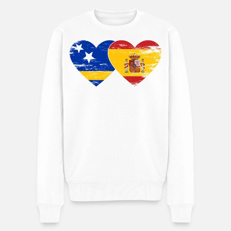 Curacao_Spanien_Flagge_Herz_used - Männer Premium Bio Pullover - Weiß