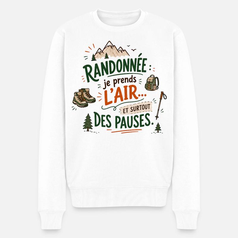 Randonnée: l’air et les pauses - Pull Premium bio Homme - blanc