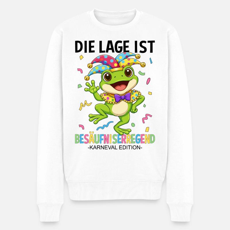 Die Lage Ist Besäufniserregend Frosch Karneval - Männer Premium Bio Pullover - Weiß