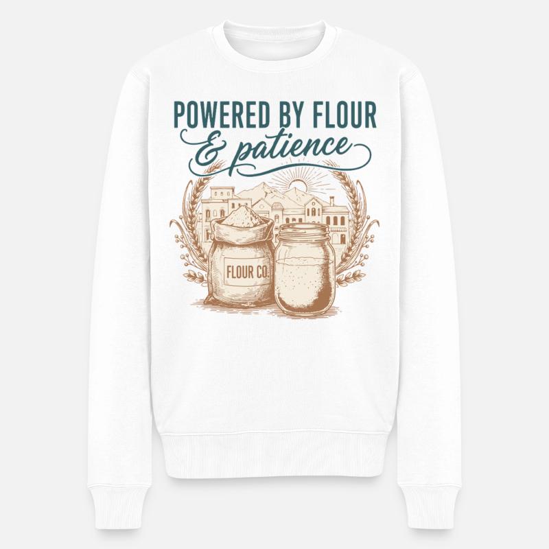 Sourdough Bread Baking Powered By Flour - Men's Premium Organic Jumper - white