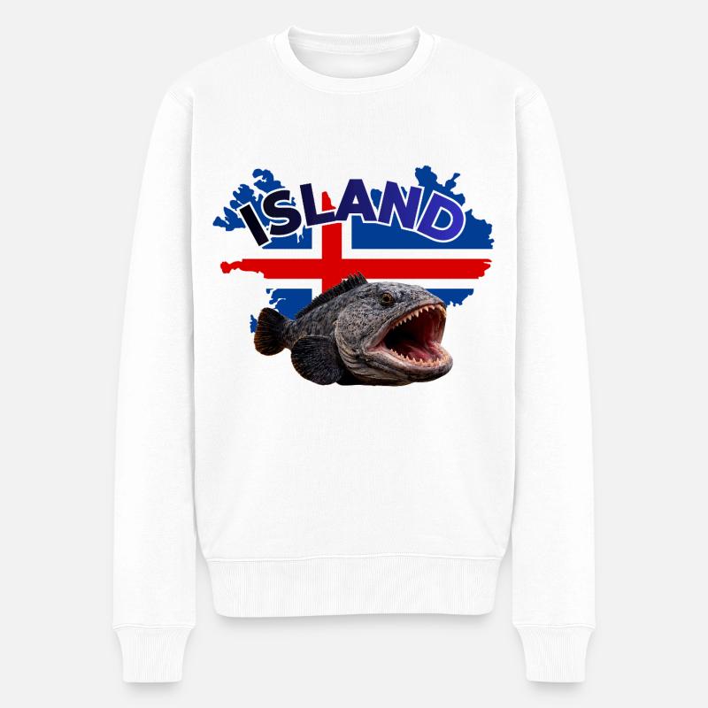 Steinbeißer Angeln Island - Männer Premium Bio Pullover - Weiß