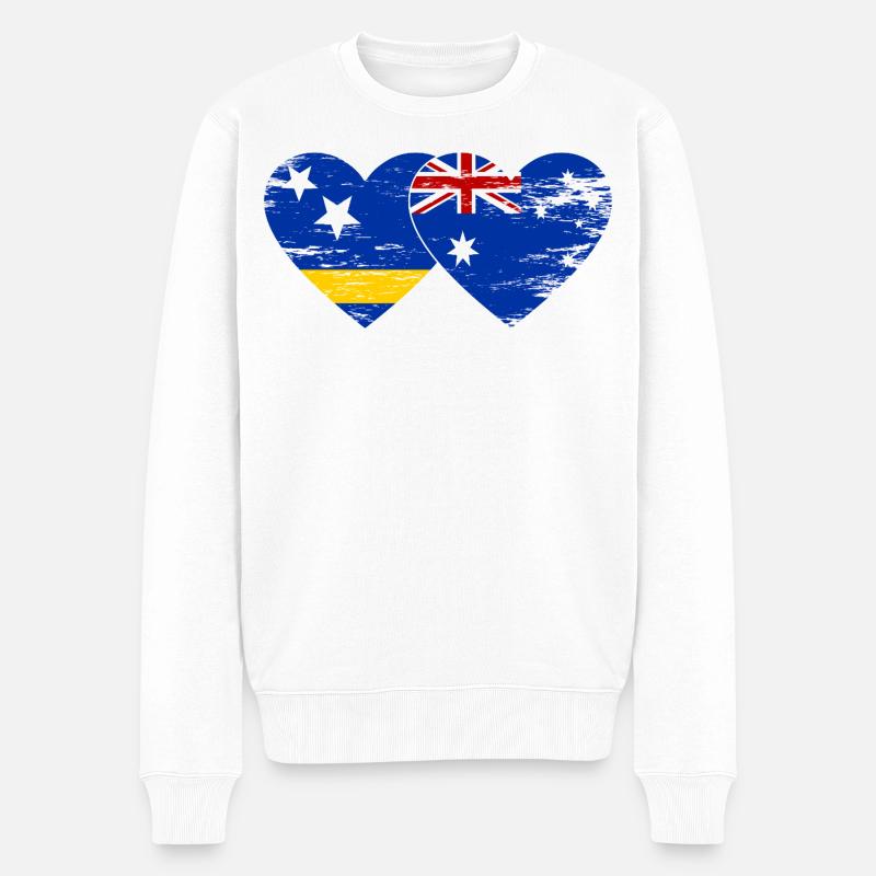Curacao_Australien_Flagge_Herz_used - Männer Premium Bio Pullover - Weiß