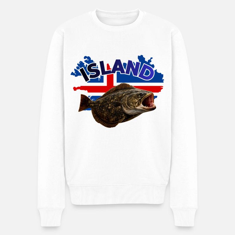 Pêche au flétan en Islande - Pull Premium bio Homme - blanc