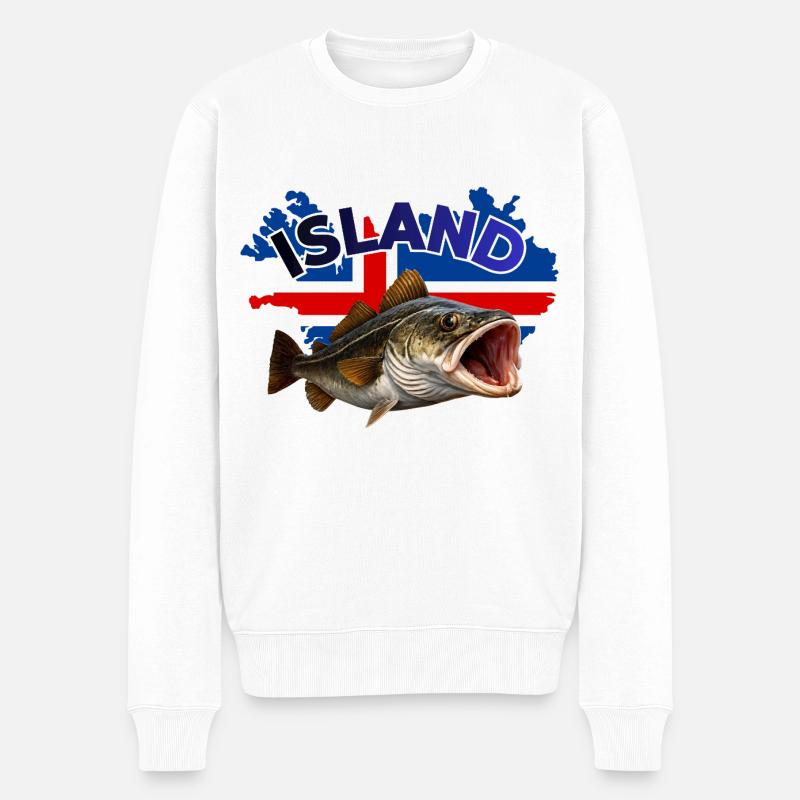 Island Dorsch Angeln - Männer Premium Bio Pullover - Weiß