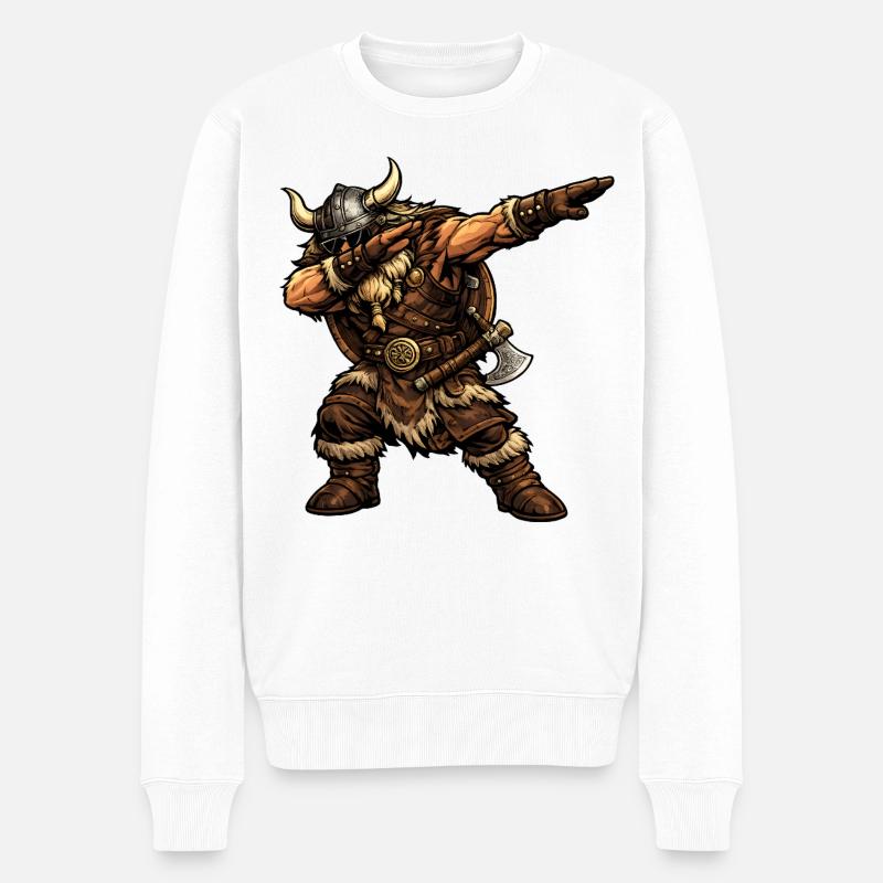 Dabbing Wikinger - Männer Premium Bio Pullover - Weiß