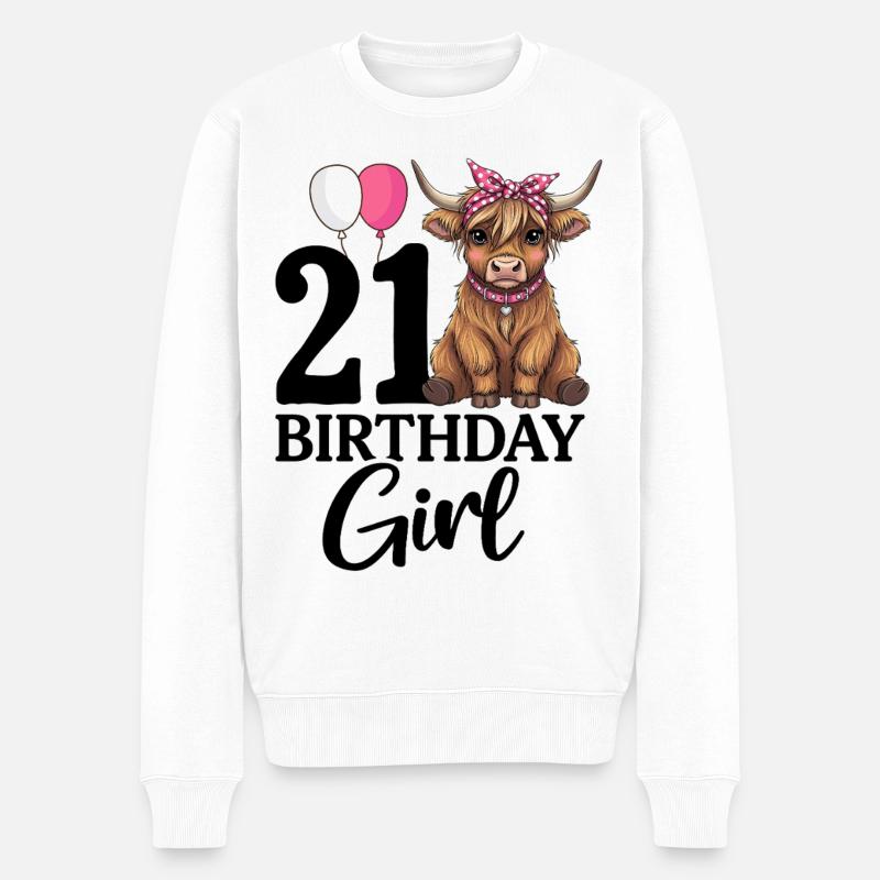 21 Birthday Girl - Männer Premium Bio Pullover - Weiß