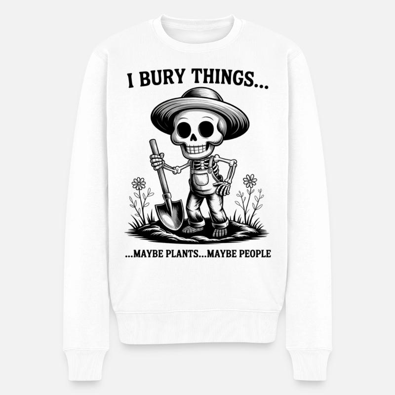 Skelettgärtner: Ich vergrabe Dinge - Männer Premium Bio Pullover - Weiß