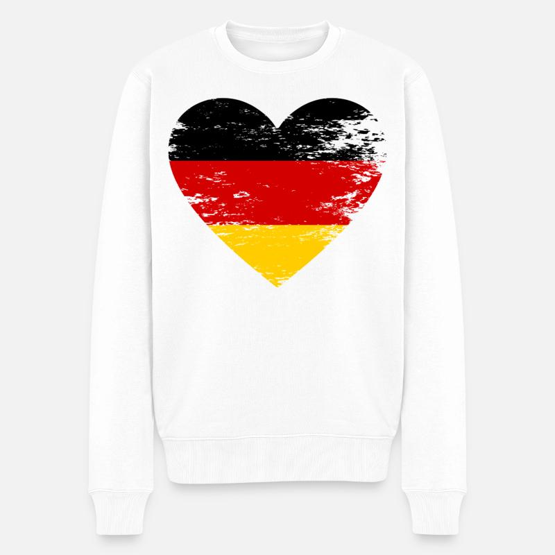 Herzflagge Deutschland - Männer Premium Bio Pullover - Weiß
