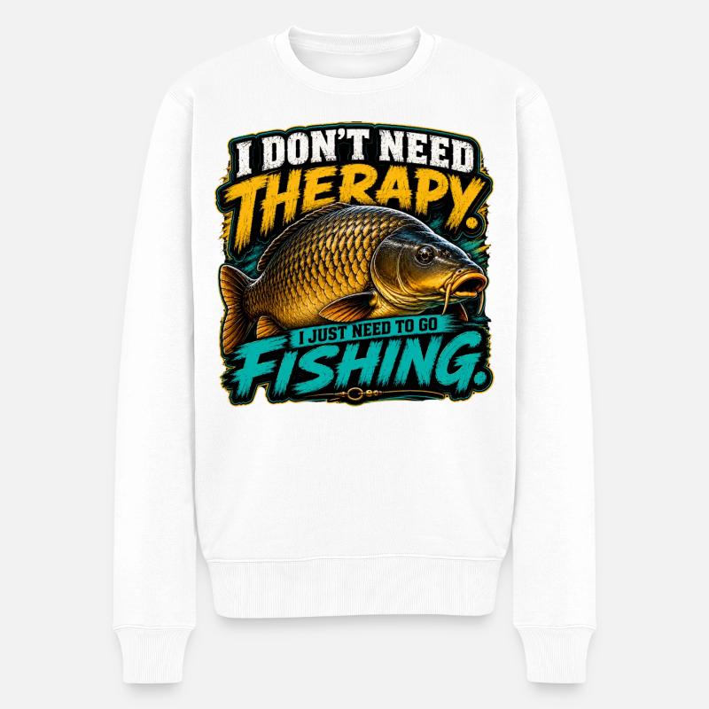 Gewöhnlicher Karpfenfischer lustiger Angler - Männer Premium Bio Pullover - Weiß