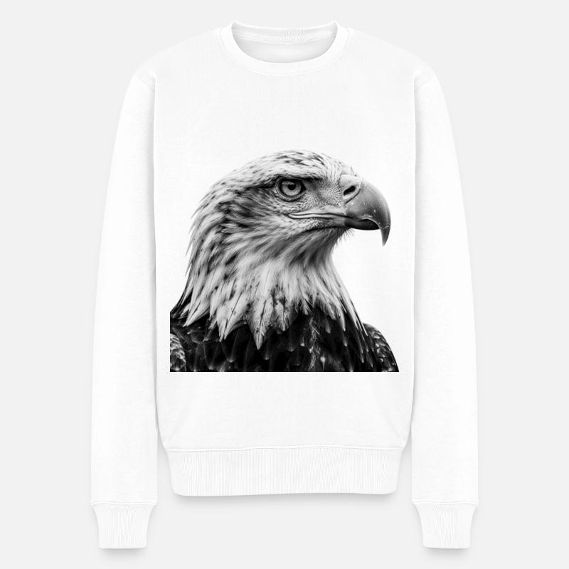 Illustration de tête d’aigle en noir et blanc - Pull Premium bio Homme - blanc