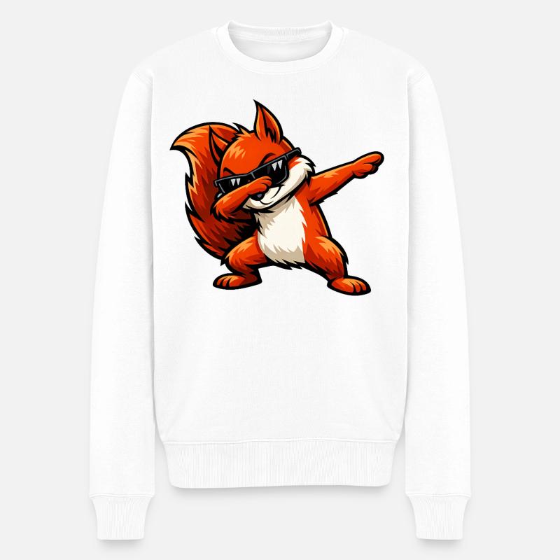 Dabbing Rotes Eichhörnchen - Männer Premium Bio Pullover - Weiß