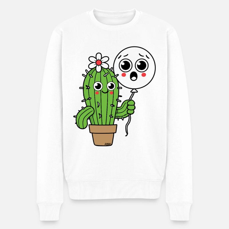 Cactus Buddy und Balloon Ghost - Männer Premium Bio Pullover - Weiß