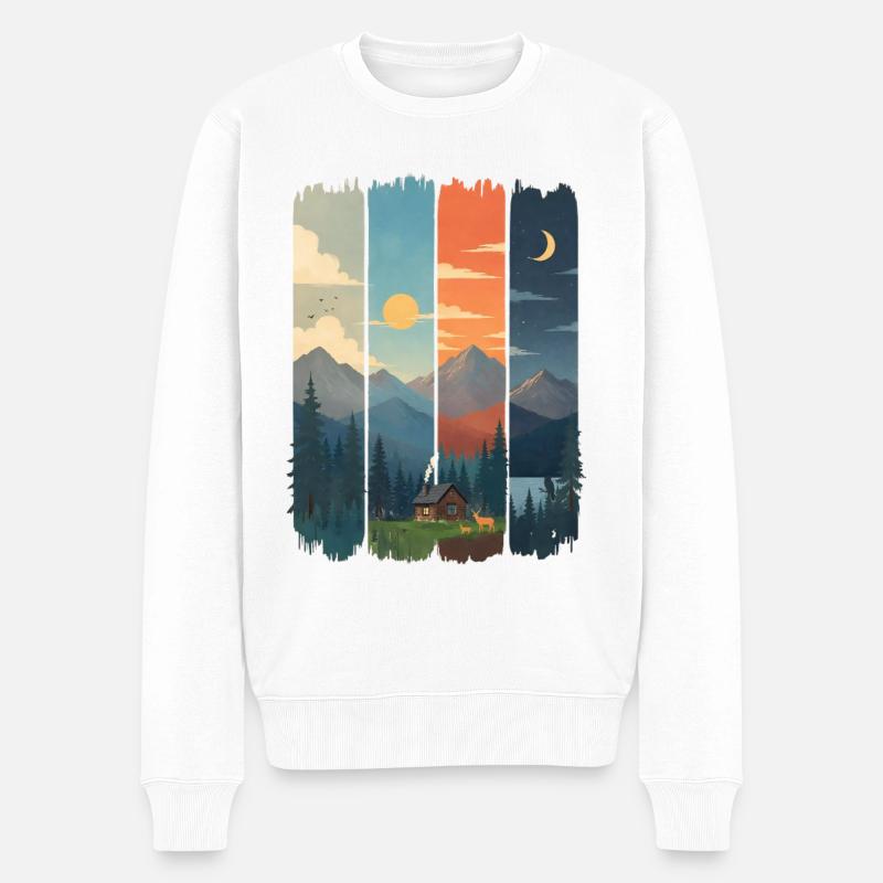 Horizons in four mountain panels - Men's Premium Organic Jumper - white
