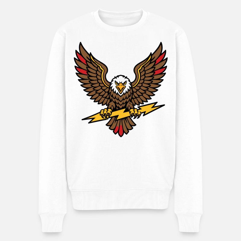 Alter-Schule-Tattoo-Stil Lightning Eagle - Männer Premium Bio Pullover - Weiß
