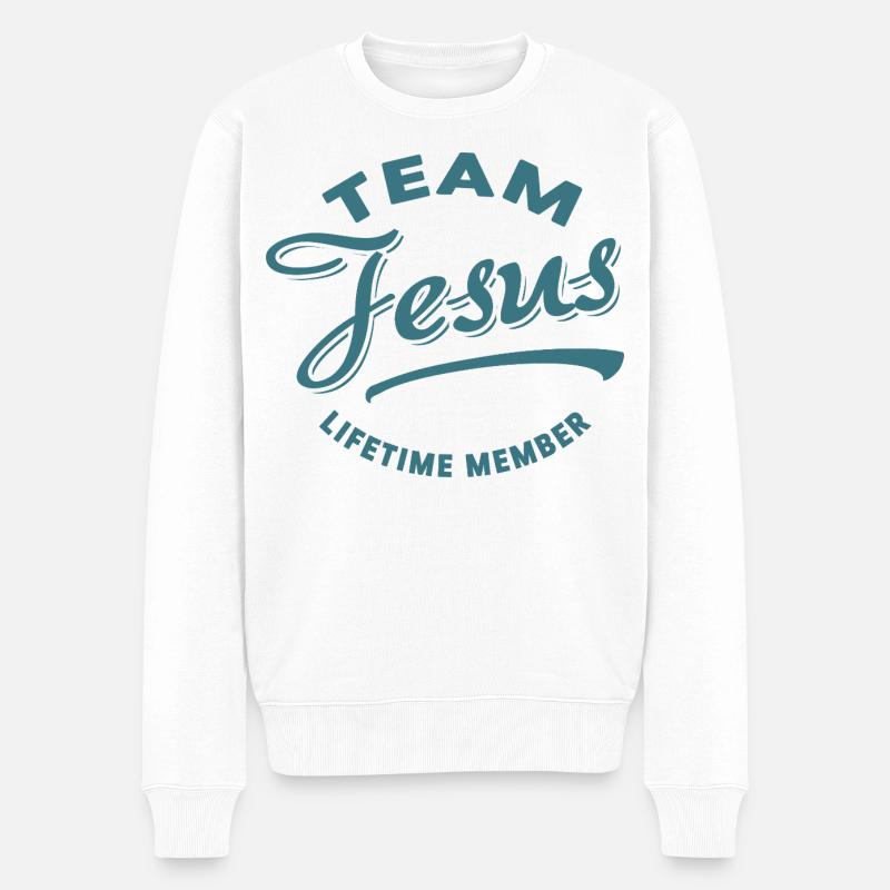 Team Jesus Lebenslanges Mitglied - Männer Premium Bio Pullover - Weiß
