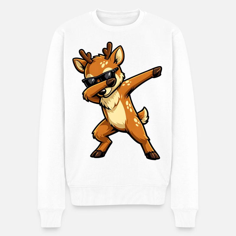 Dabbing Reh - Männer Premium Bio Pullover - Weiß