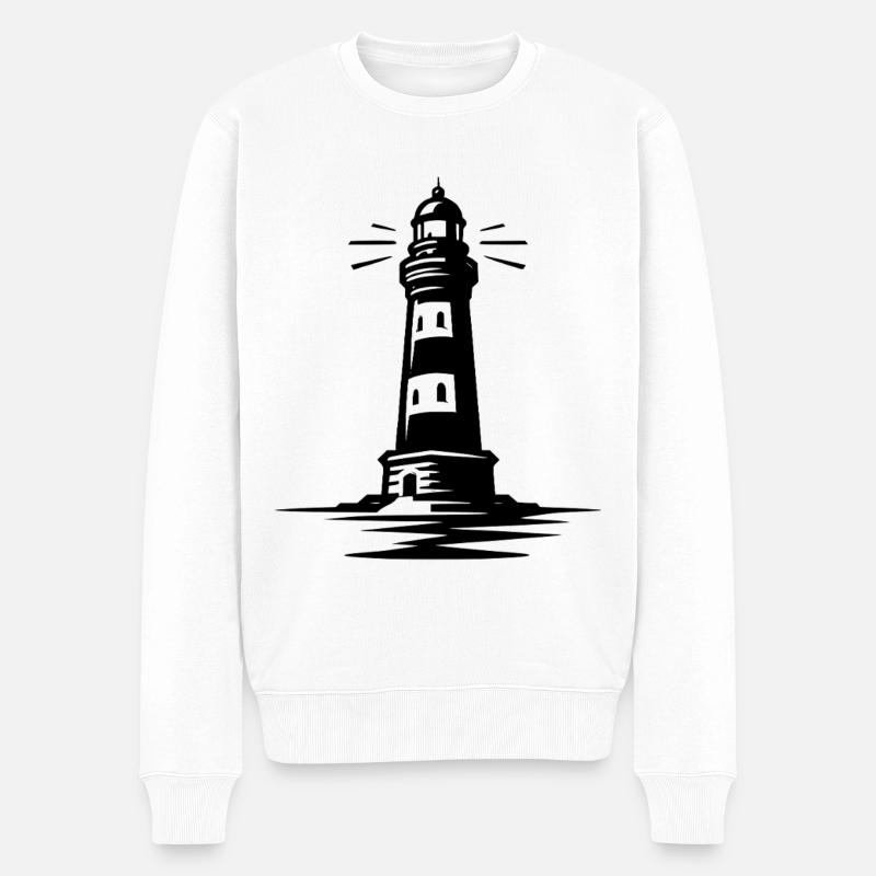 Leuchtturm - Männer Premium Bio Pullover - Weiß