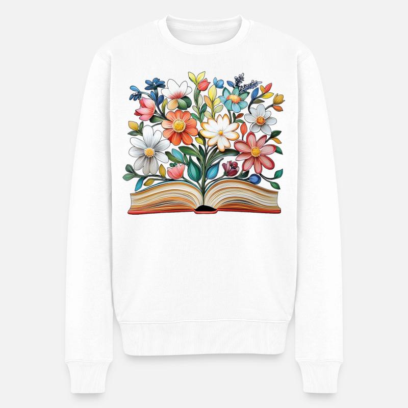 Livre fleuri - Pull Premium bio Homme - blanc