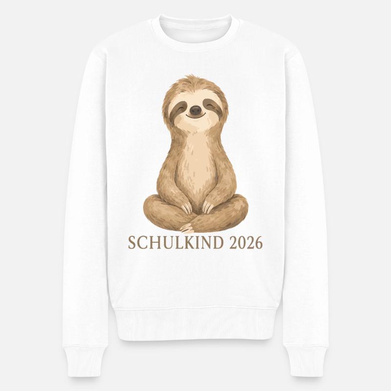 Schulkind 2026 Faultier Shirt - Männer Premium Bio Pullover - Weiß